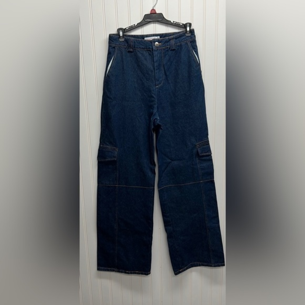Ultra High Waist‎ Wide Leg Carpenter Cargo Jeans Sz 26